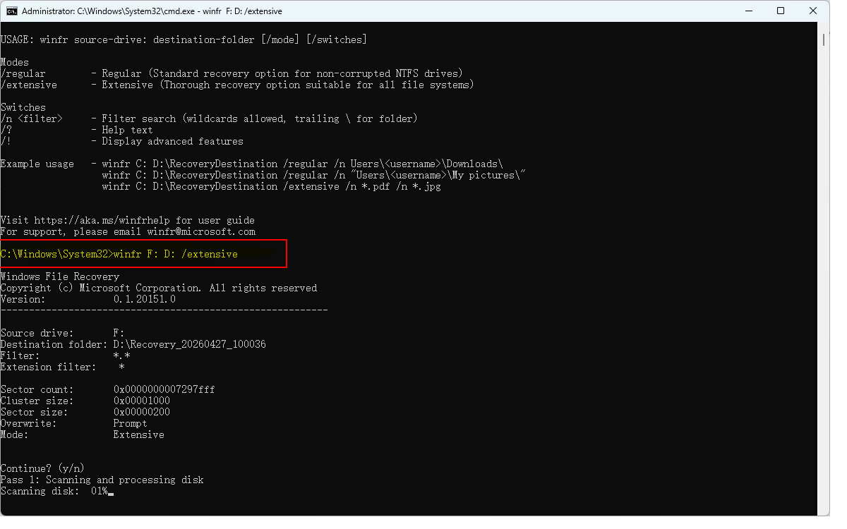 Windows File Recovery로 빠른 포맷 드라이브 복구