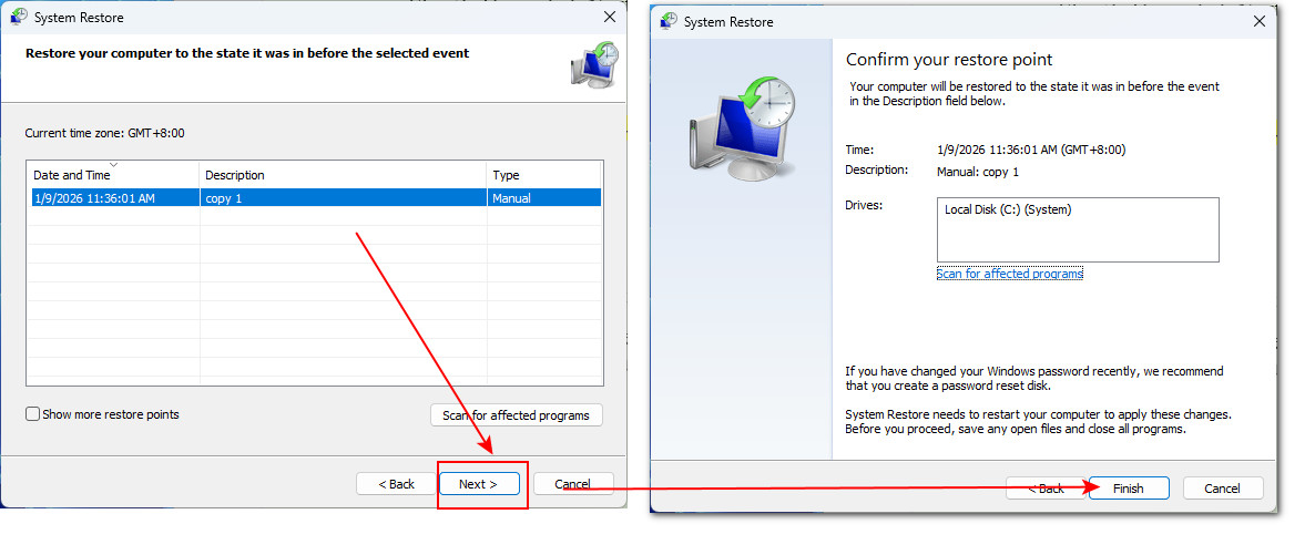 시스템 복원으로 Windows 11 데이터 복구