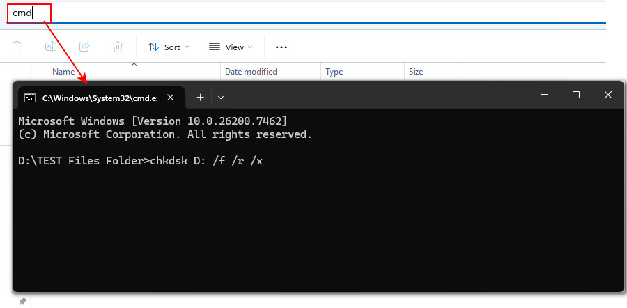CHKDSK 명령 실행