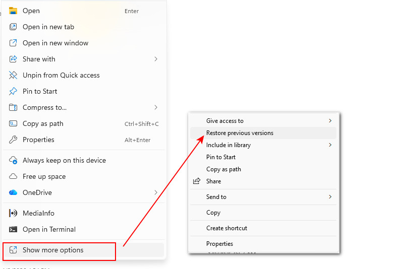 파일 히스토리 열기